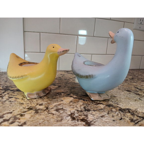 Vintage PartyLite Blue and Yellow Ducks (2) Ceramic Tea Light Holders - Picture 11 of 16